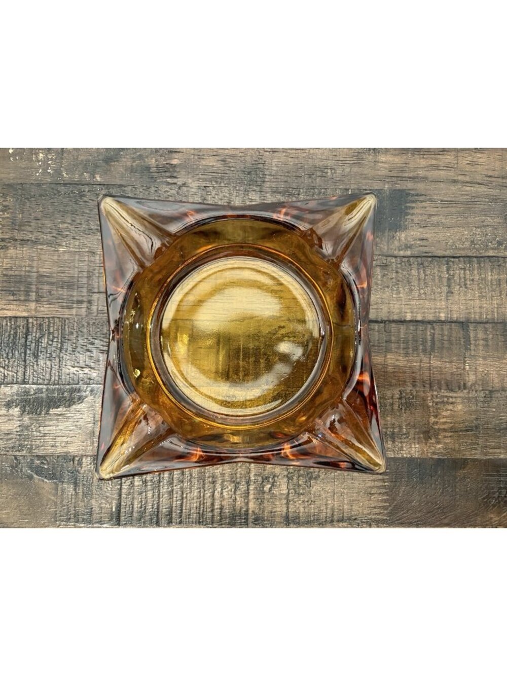 Vintage Mid Century Modern Amber Glass Star Ashtray